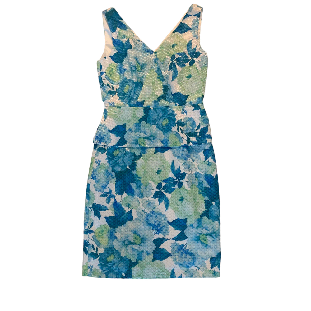 ANTONIO MELANI Ely Floral Peplum V-Neck Sheath Dress Size 2